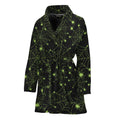 Black And Green Spider Web Pattern Print Women's Bathrobe