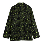 Black And Green Spider Web Pattern Print Women's Blazer