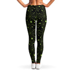 Black And Green Spider Web Pattern Print Women's Leggings
