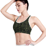 Black And Green Spider Web Pattern Print Women's Sports Bra