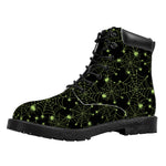 Black And Green Spider Web Pattern Print Work Boots