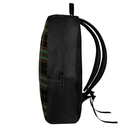 Black And Green Stewart Tartan Print 17 Inch Backpack