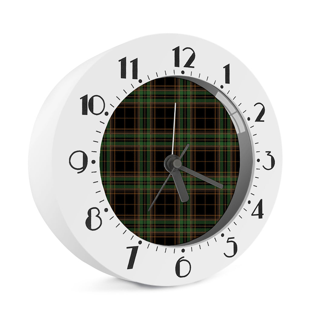 Black And Green Stewart Tartan Print Alarm Clock