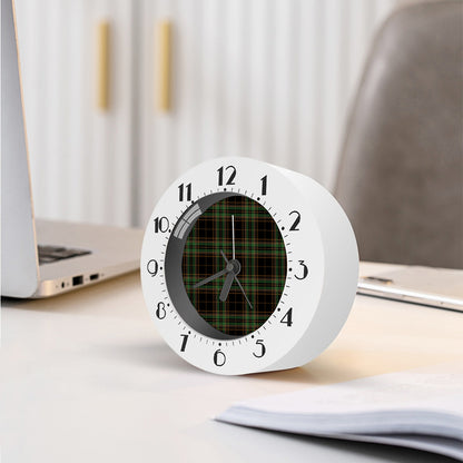 Black And Green Stewart Tartan Print Alarm Clock