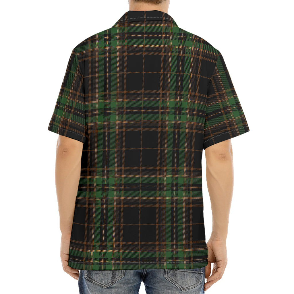 Black And Green Stewart Tartan Print Aloha Shirt