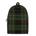 Black And Green Stewart Tartan Print School Backpack