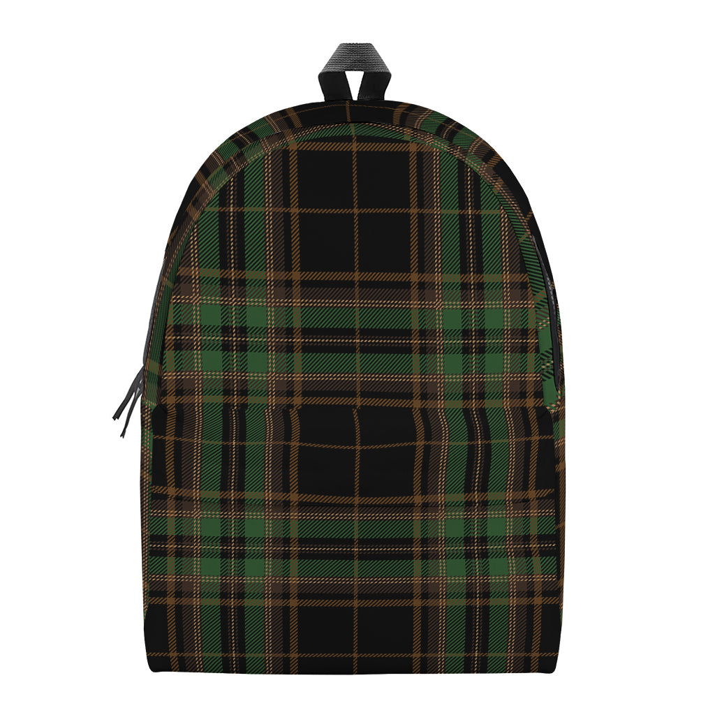 Black And Green Stewart Tartan Print Backpack