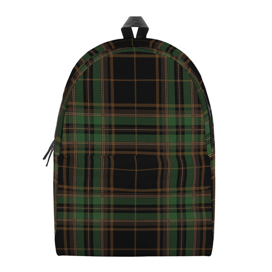 Black And Green Stewart Tartan Print Backpack