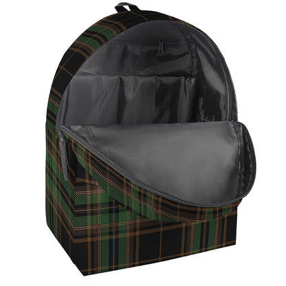 Black And Green Stewart Tartan Print Backpack