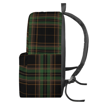 Black And Green Stewart Tartan Print Backpack