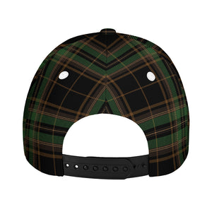 Black And Green Stewart Tartan Print Baseball Cap