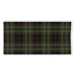 Black And Green Stewart Tartan Print Beach Towel