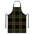 Black And Green Stewart Tartan Print Bib Apron With Pocket