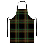 Black And Green Stewart Tartan Print Bib Apron With Pocket