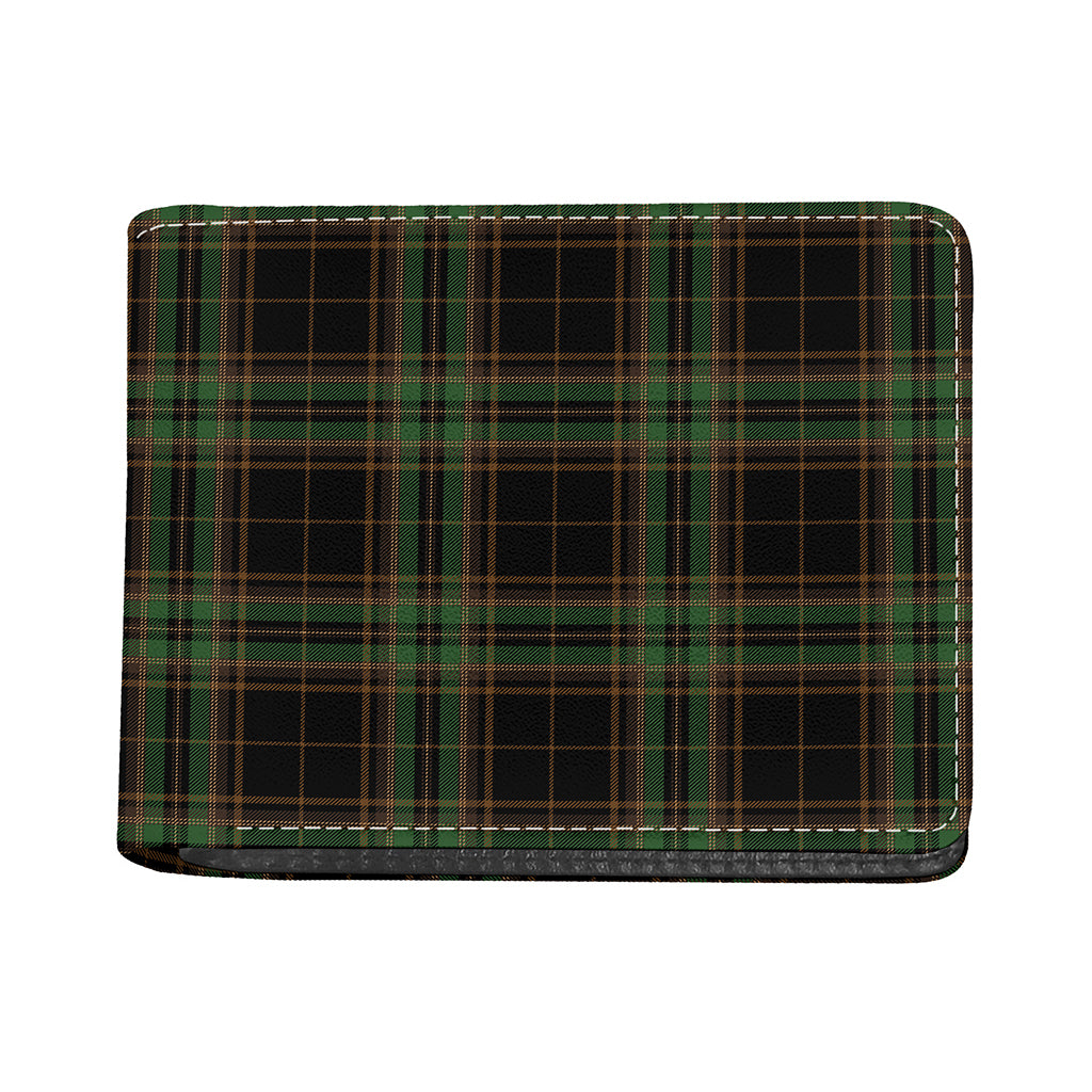 Black And Green Stewart Tartan Print Bifold Wallet