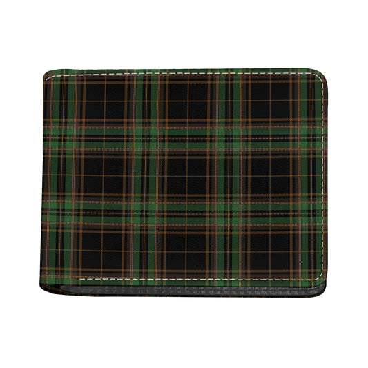 Black And Green Stewart Tartan Print Bifold Wallet