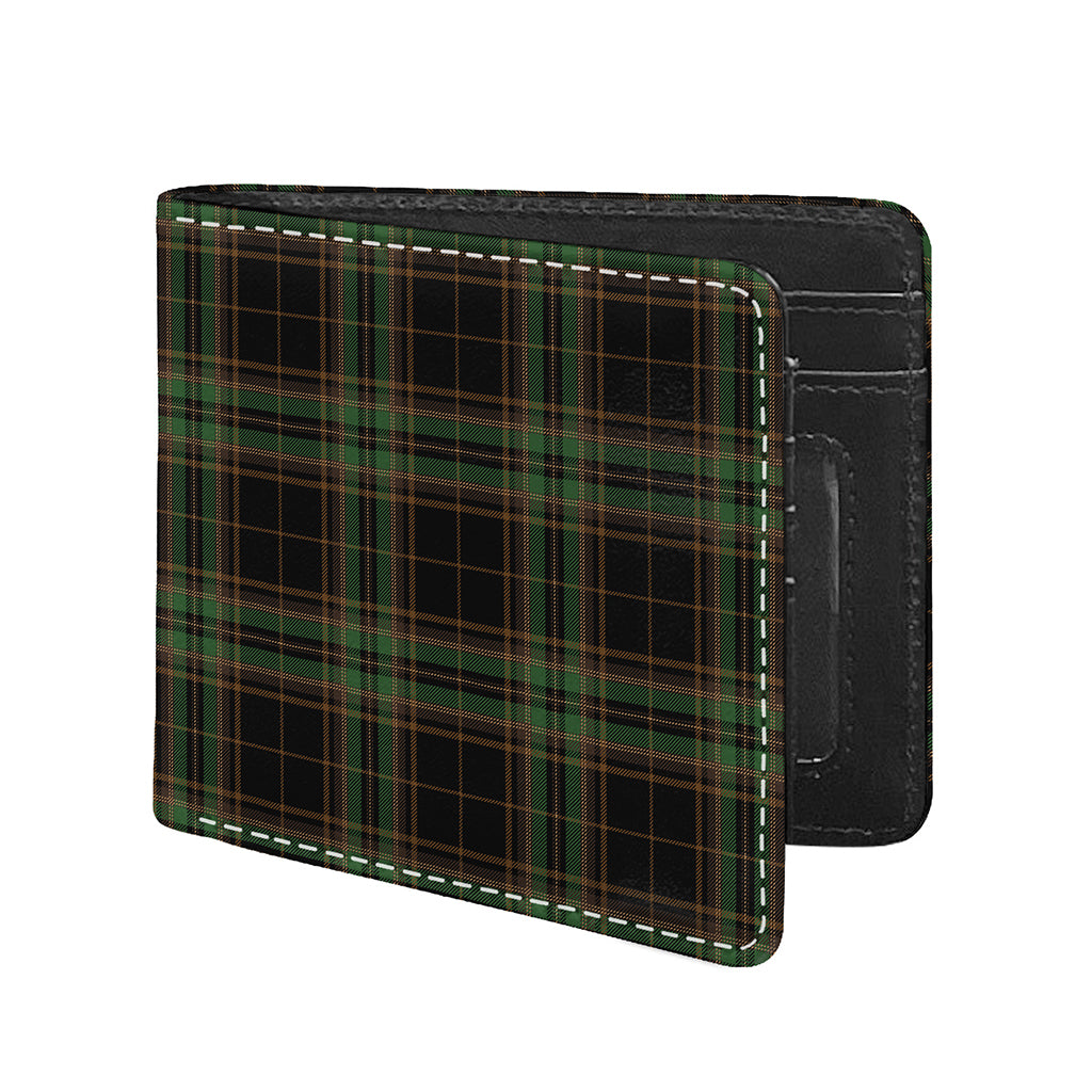 Black And Green Stewart Tartan Print Bifold Wallet