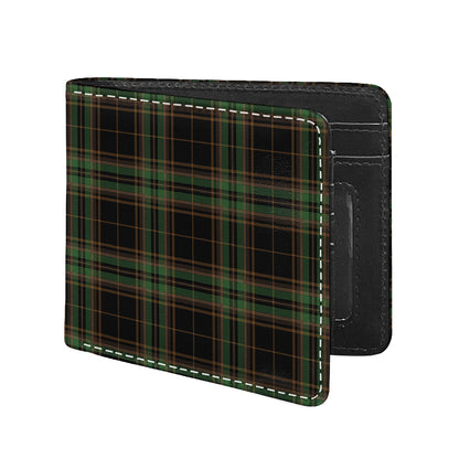 Black And Green Stewart Tartan Print Bifold Wallet
