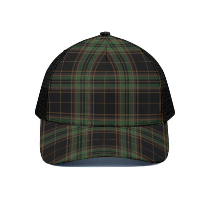 Black And Green Stewart Tartan Print Black Mesh Trucker Cap