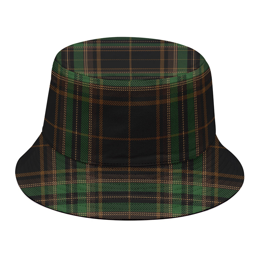 Black And Green Stewart Tartan Print Bucket Hat