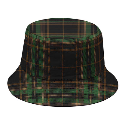 Black And Green Stewart Tartan Print Bucket Hat