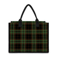 Black And Green Stewart Tartan Print Canvas Tote Bag