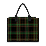 Black And Green Stewart Tartan Print Canvas Tote Bag