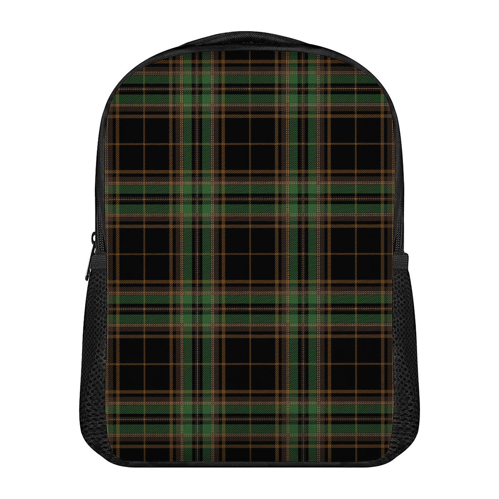 Black And Green Stewart Tartan Print Casual Backpack