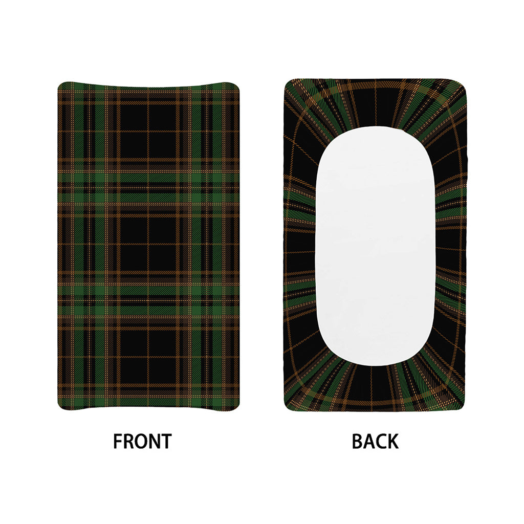 Black And Green Stewart Tartan Print Changing Pad Cover