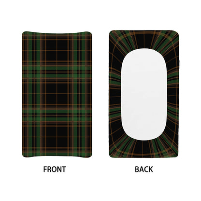 Black And Green Stewart Tartan Print Changing Pad Cover