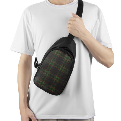 Black And Green Stewart Tartan Print Chest Bag