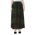 Black And Green Stewart Tartan Print Chiffon Maxi Skirt