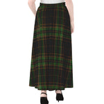 Black And Green Stewart Tartan Print Chiffon Maxi Skirt