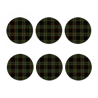 Black And Green Stewart Tartan Print Coaster Set