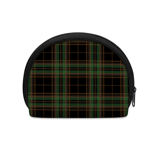 Black And Green Stewart Tartan Print Coin Purse