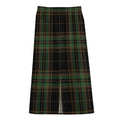 Black And Green Stewart Tartan Print Cotton Front Slit Maxi Skirt