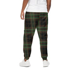Black And Green Stewart Tartan Print Cotton Pants