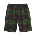 Black And Green Stewart Tartan Print Cotton Shorts