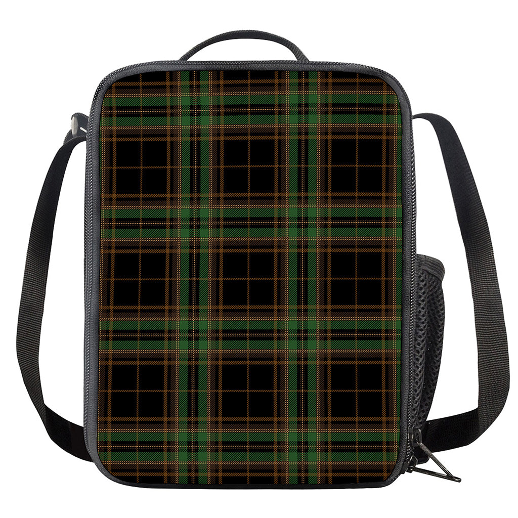 Black And Green Stewart Tartan Print Crossbody Lunch Bag