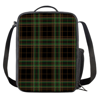Black And Green Stewart Tartan Print Crossbody Lunch Bag
