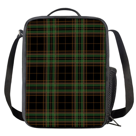 Black And Green Stewart Tartan Print Crossbody Lunch Bag