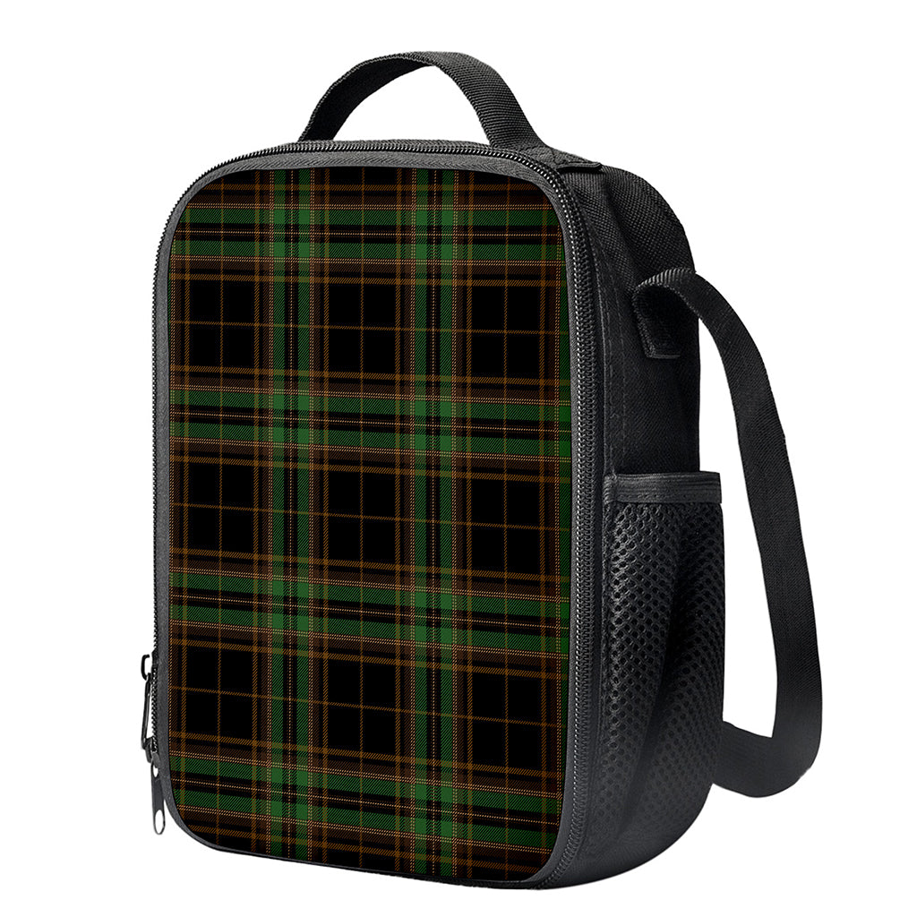 Black And Green Stewart Tartan Print Crossbody Lunch Bag