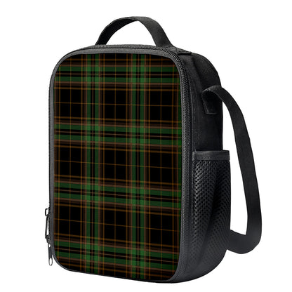 Black And Green Stewart Tartan Print Crossbody Lunch Bag