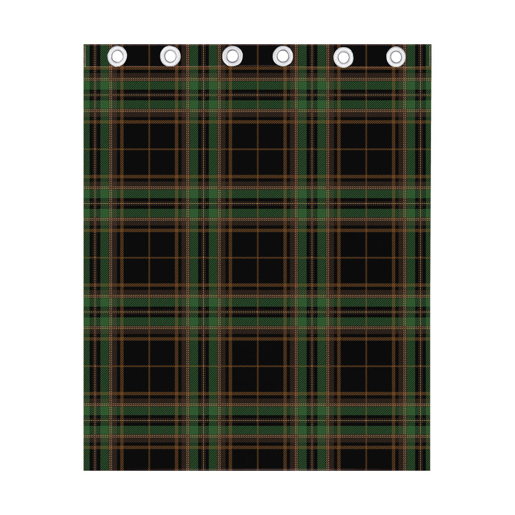 Black And Green Stewart Tartan Print Curtain
