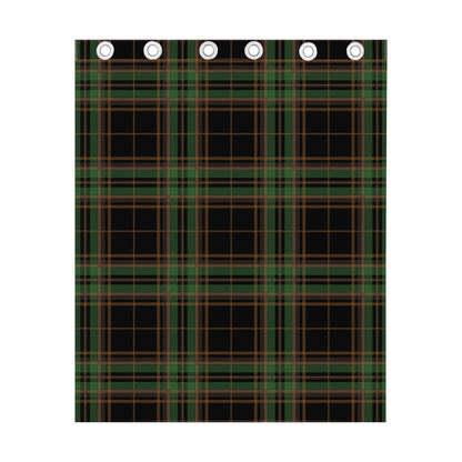 Black And Green Stewart Tartan Print Curtain