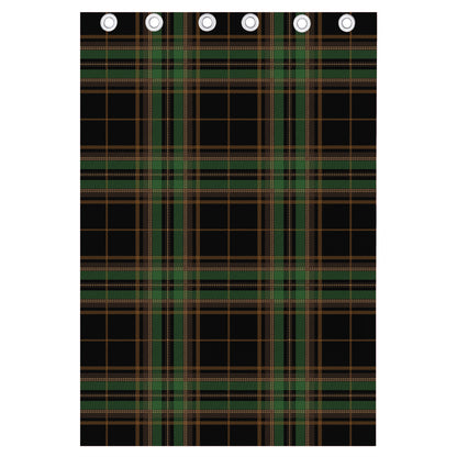 Black And Green Stewart Tartan Print Curtain