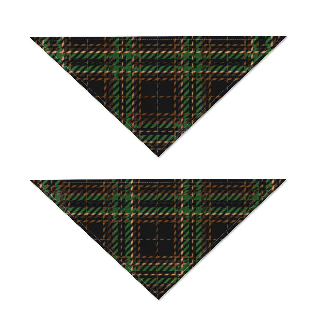 Black And Green Stewart Tartan Print Dog Bandana