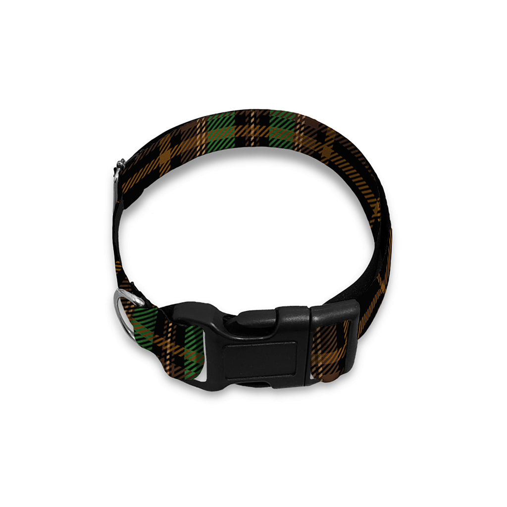 Black And Green Stewart Tartan Print Dog Collar