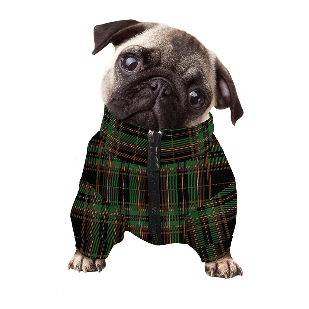 Black And Green Stewart Tartan Print Dog Zip Up Jacket