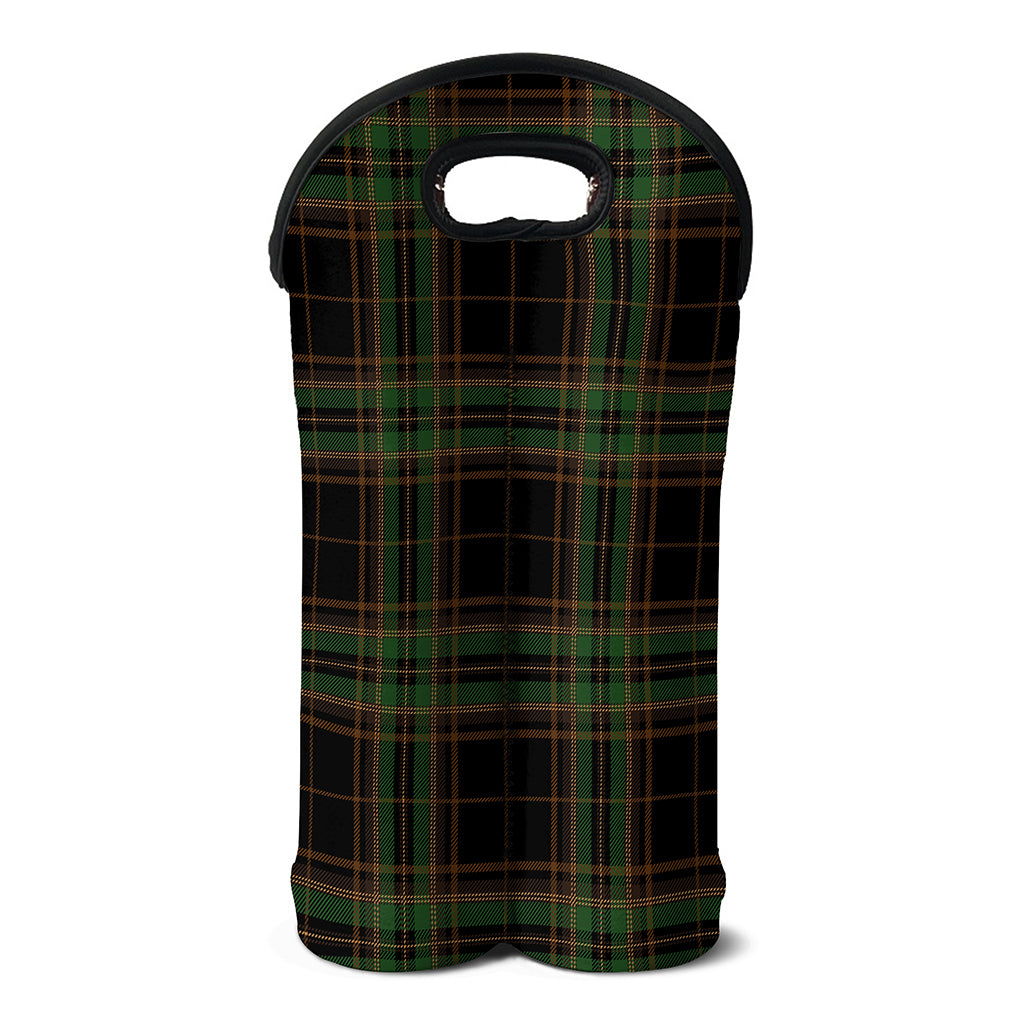Black And Green Stewart Tartan Print Double Neoprene Wine Tote